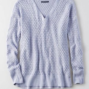 American Eagle VNeck Heather Blue Sweater